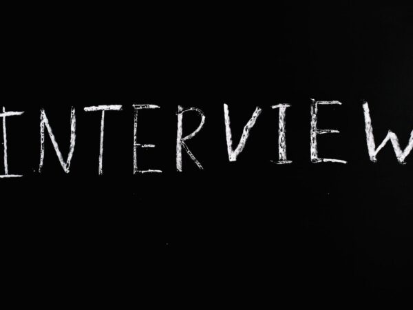 a word interview on black background