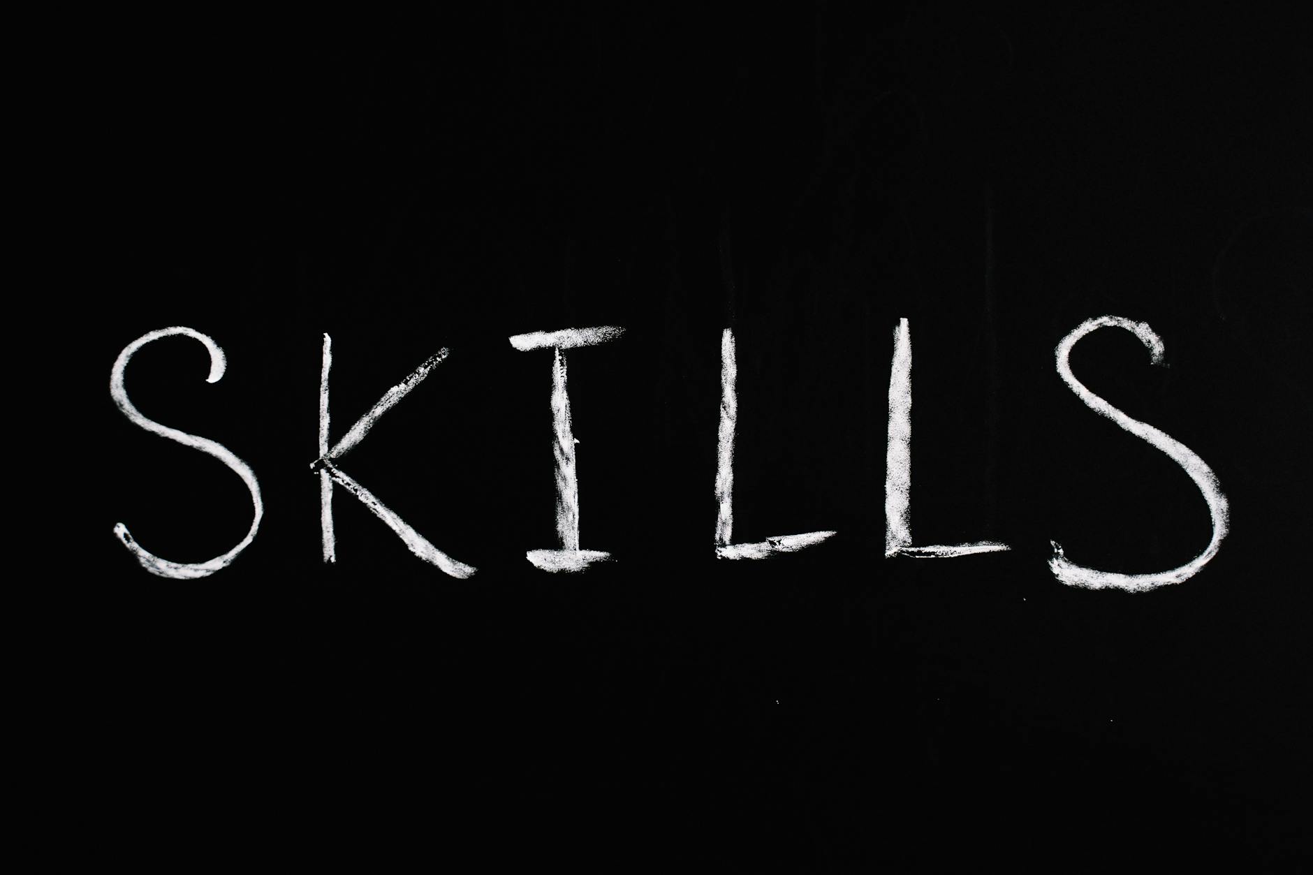 skills text on black background