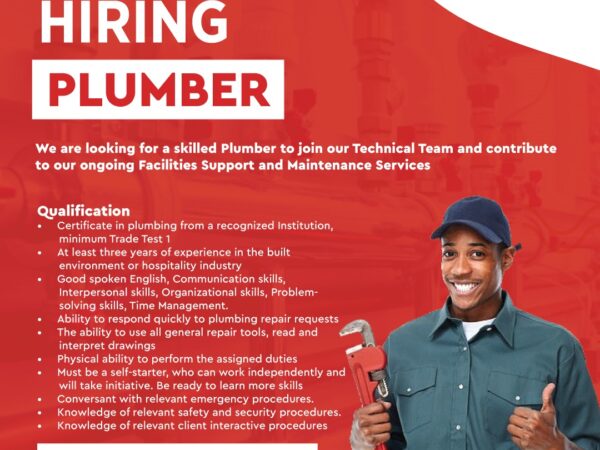 WE'RE HIRING a PLUMBER