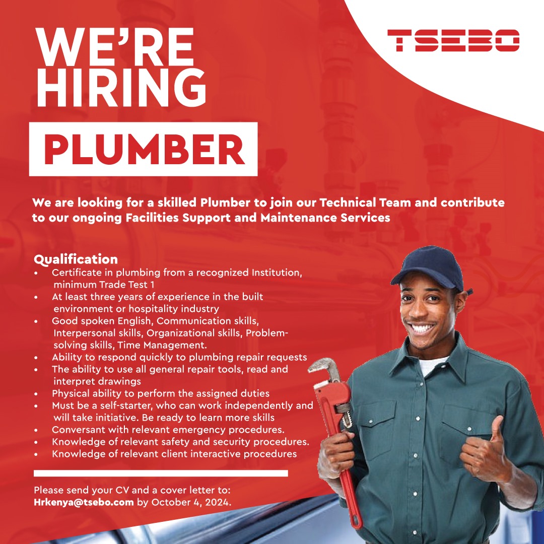 WE'RE HIRING a PLUMBER