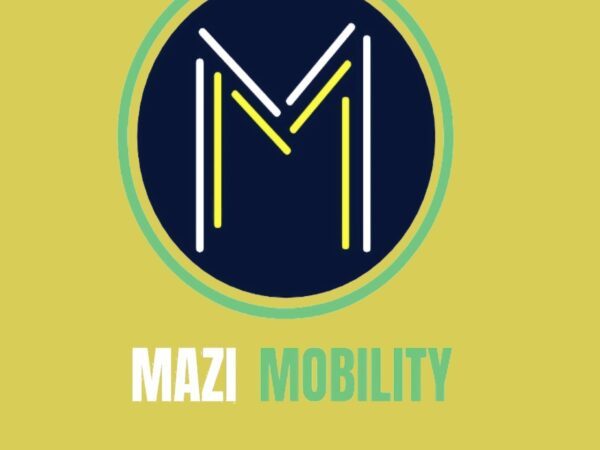 The Mazi Mobility logo is a sleek design featuring a green electric vehicle with a lightning bolt, symbolizing clean energy and innovative transportation solutions.