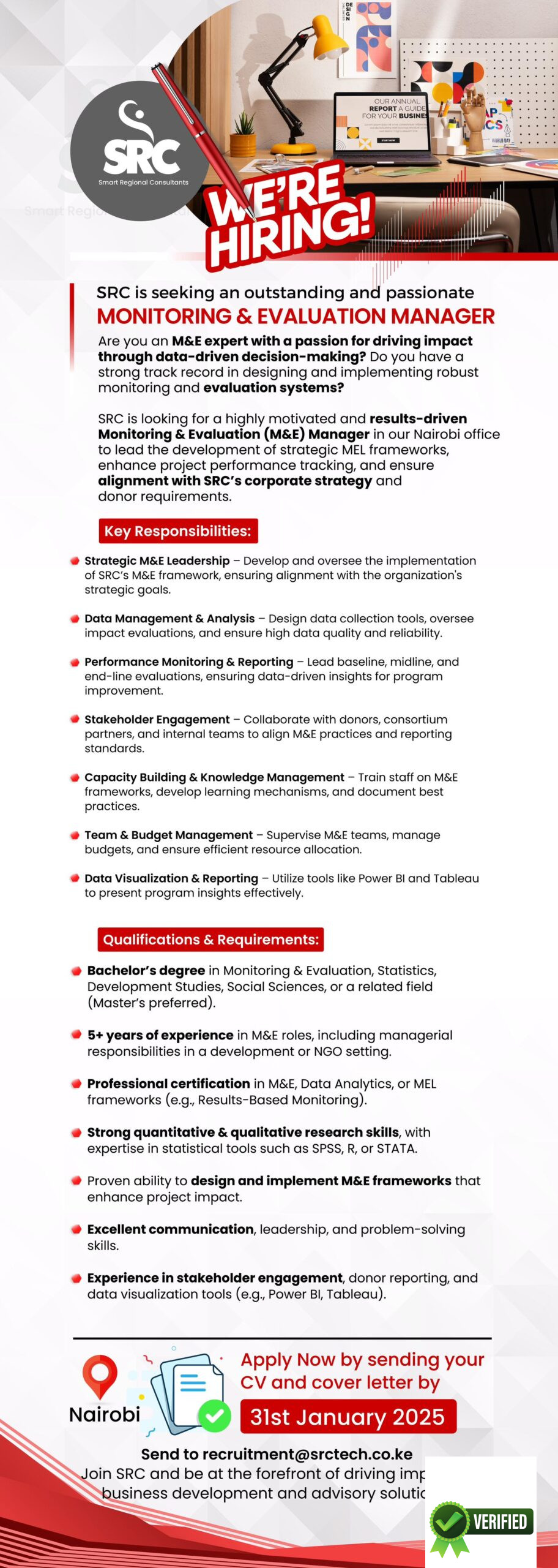 Monitoring & Evaluation Manager – Nairobi – 2025