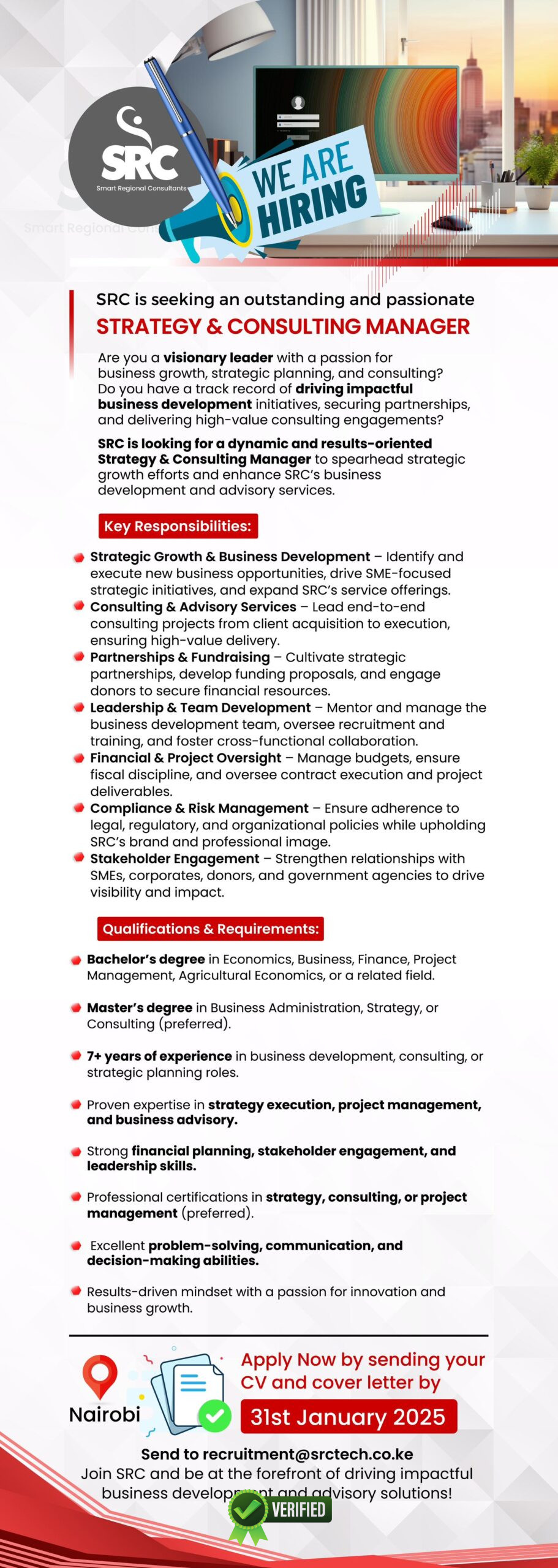 Strategy & Consulting Manager - Nairobi - 2025